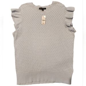 NWT Brooks Brothers Light Blue Sleeveless Sweater With Ruffle Detail 100% Cotton